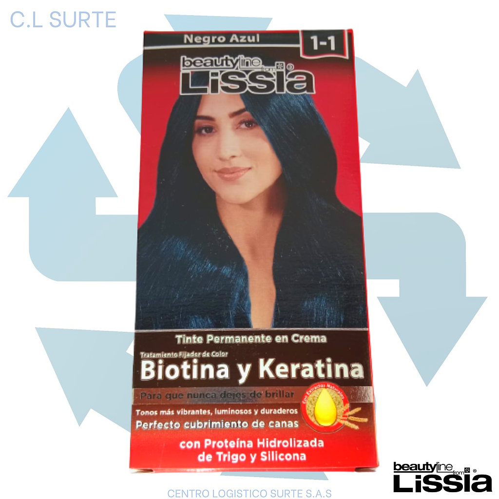 LISSIA TINTE EN CREMA 1-1 NEGRO AZUL BIOTINA Y KERATINA + IVA