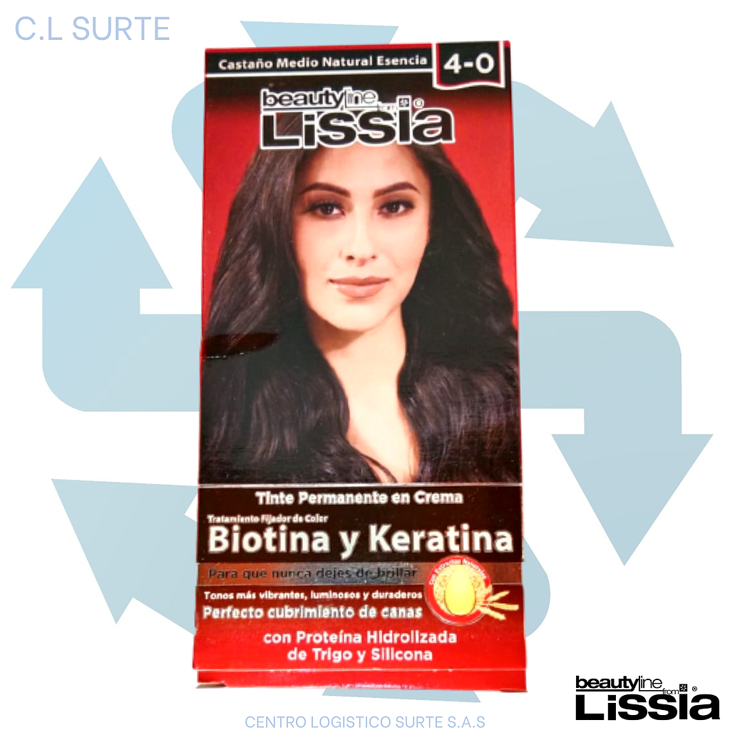 LISSIA TINTE EN CREMA 4-0 CASTANO MEDIO BIOTINA Y KERATINA + IVA