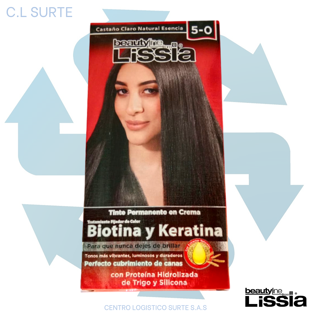 LISSIA TINTE EN CREMA 5-0 CASTANO CLARO BIOTINA Y KERATINA + IVA