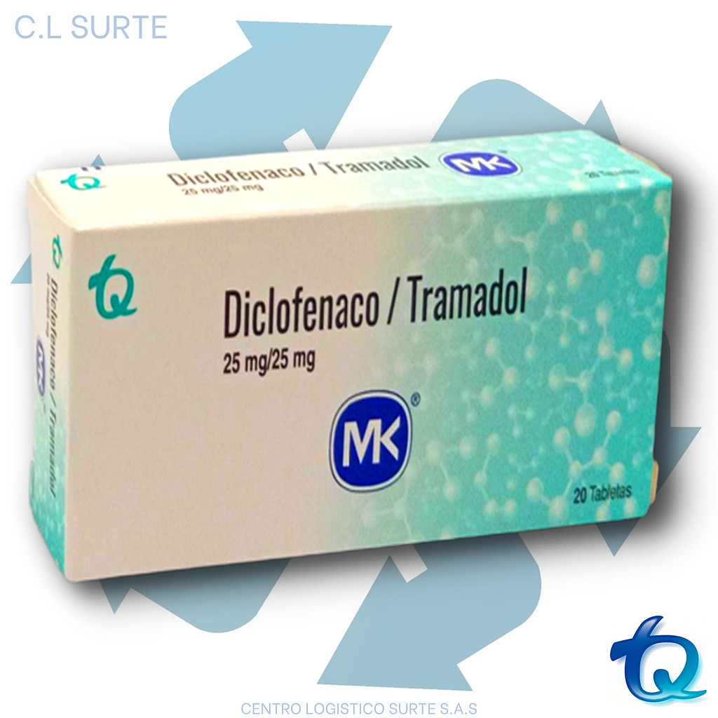 DICLOFENACO/TRAMADOL 25 MG X 20 TAB MK TQ